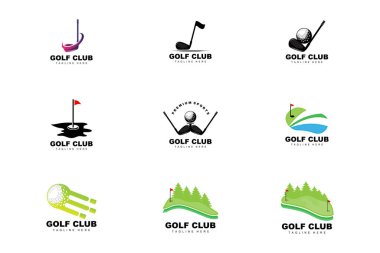 Golf Ball Logo, Vector Stick Golf. Outdoor Sports Game, Discipline Design, Icon Template