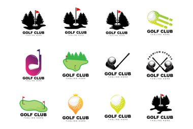 Golf Ball Logo, Vector Stick Golf. Outdoor Sports Game, Discipline Design, Icon Template