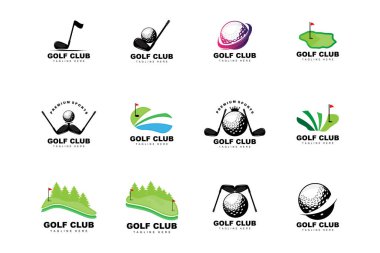 Golf Ball Logo, Vector Stick Golf. Outdoor Sports Game, Discipline Design, Icon Template