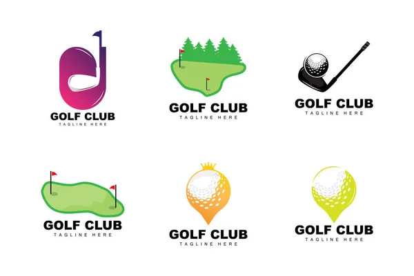 Golf Ball Logo Vector Stick Golf Outdoor Sports Game Discipline — Stockvector
