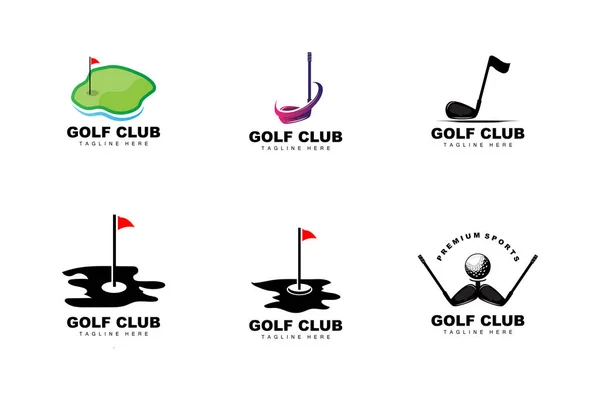 Golf Ball Logo Vector Stick Golf Outdoor Sports Game Discipline — Vetor de Stock