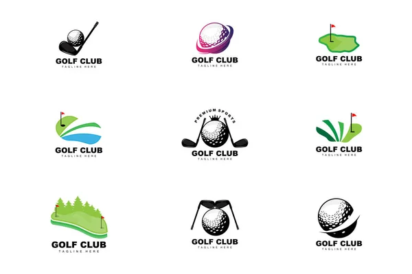 Golf Ball Logo Vector Stick Golf Outdoor Sports Game Discipline — Stock vektor