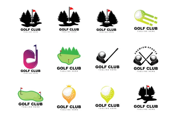 stock vector Golf Ball Logo, Vector Stick Golf. Outdoor Sports Game, Discipline Design, Icon Template