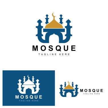 Mosque Logo, Islamic Worship Design, Eid Al Fitr Mosque Building Vector Icon Template, Ramadan, Eid Al Adha
