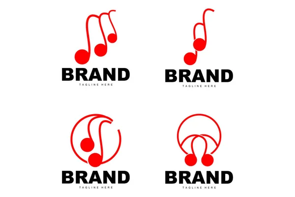 Simple Music Rhythm Logo Muzikale Noot Song Tone Vector Ontwerp — Stockvector