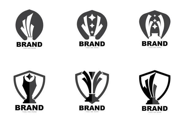 Logo Del Trofeo Design Vincitore Del Premio Vettore Del Trofeo — Vettoriale Stock