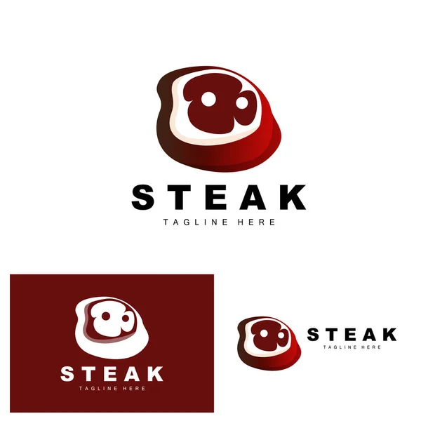 Rindfleisch Logo Fleisch Steak Vector Grill Cuisine Design Steak Restaurant — Stockvektor