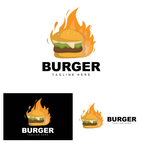 Λογότυπο Burger Διάνυσμα Ψωμιού Κρέας Και Λαχανικά Σχεδιασμός Γρήγορου Φαγητού — Διανυσματικό Αρχείο