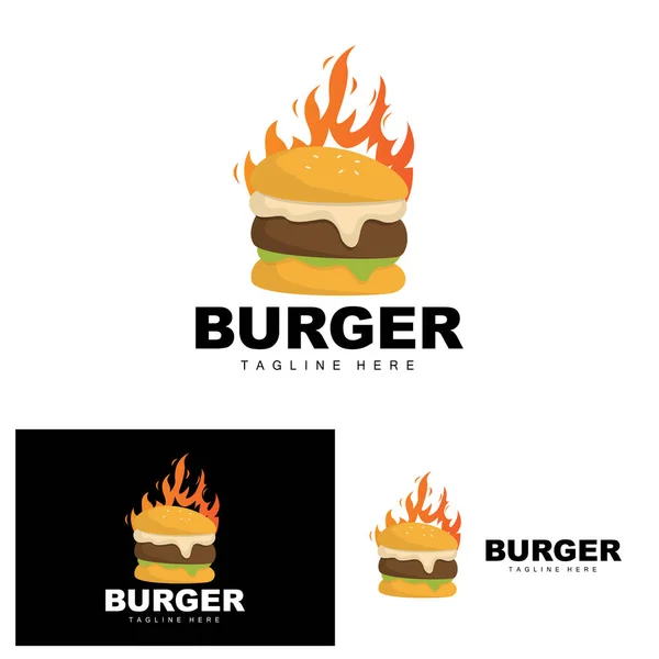 Λογότυπο Burger Διάνυσμα Ψωμιού Κρέας Και Λαχανικά Σχεδιασμός Γρήγορου Φαγητού — Διανυσματικό Αρχείο