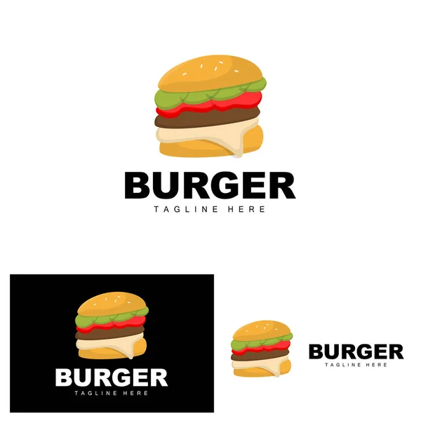 Burger Logo Brotvektor Fleisch Und Gemüse Fast Food Design Burger — Stockvektor
