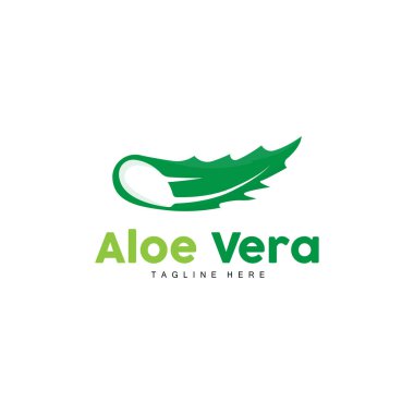 Aloe Vera Logo, Yeşil Bitki Tasarımı, Geleneksel İlaç ve Cilt Bakımı Vektörü, Saç Bakımı, Sembol Simgesi İllüstrasyonu