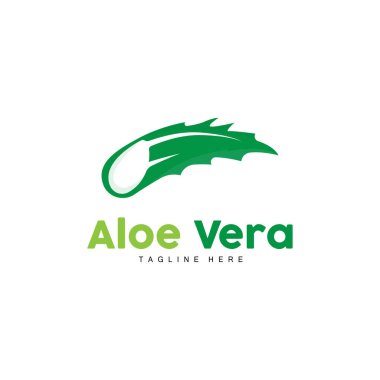 Aloe Vera Logo, Yeşil Bitki Tasarımı, Geleneksel İlaç ve Cilt Bakımı Vektörü, Saç Bakımı, Sembol Simgesi İllüstrasyonu