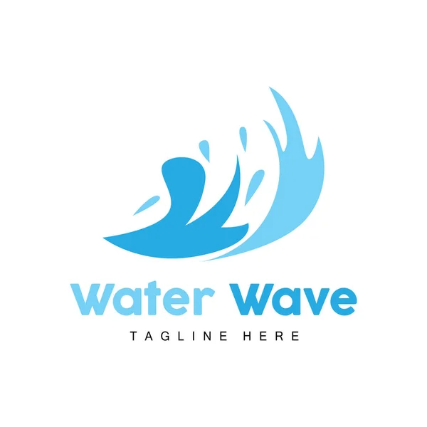 Water Wave Logo Tiefsee Vektor Maritime Hintergrundvorlage Design — Stockvektor