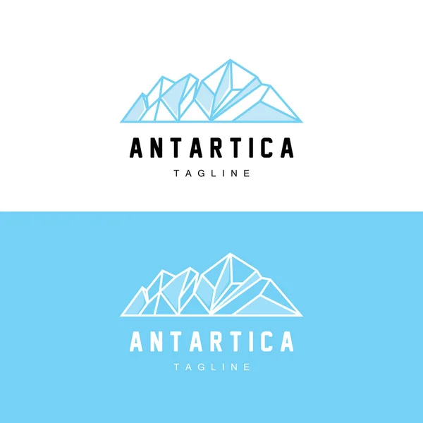 Dağ Logosu, Antarktika Iceberg Logo Tasarımı, Doğa Peyzaj Vektörü, Ürün Markası Simgesi Simgesi