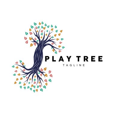 Ağaç Logosu Tasarımı, Oyun Bahçesi Vektörü, Eğitim Ağacı Simgesi