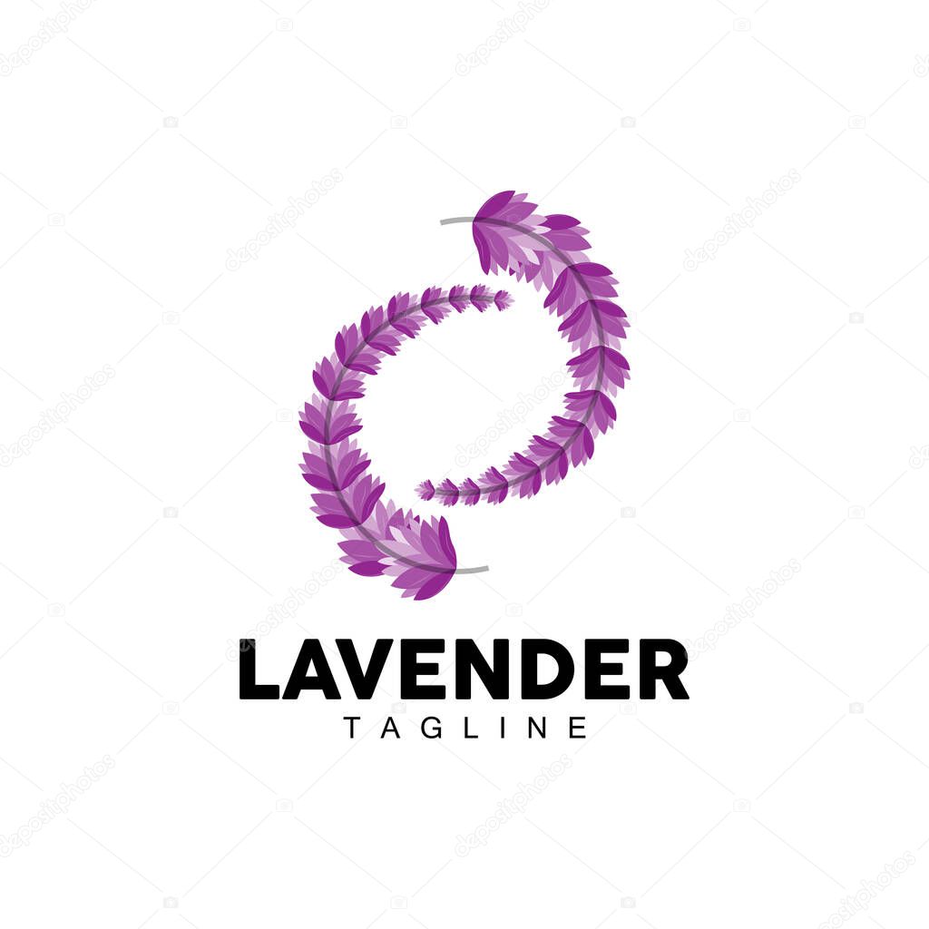 Lavender Logo, Hand Drawn Wedding Plant Design, Agriculture Vector, Symbol Illustration Template Icon