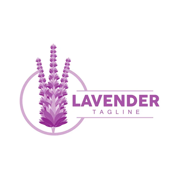 Lavender Logo Hand Drawn Wedding Plant Design Agriculture Vector Symbol — Stock Vector