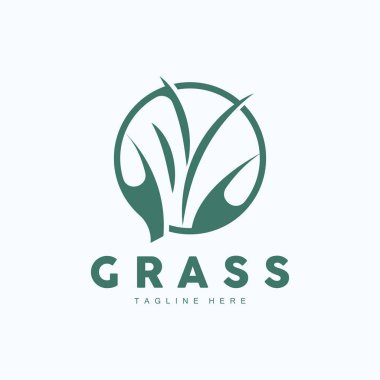 Green Grass Logo Design, Farm Landscape Illustration, Natural Scenery Vector