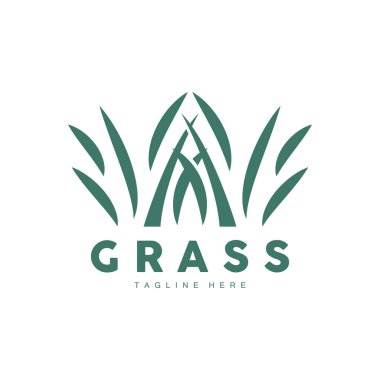 Green Grass Logo Design, Farm Landscape Illustration, Natural Scenery Vector