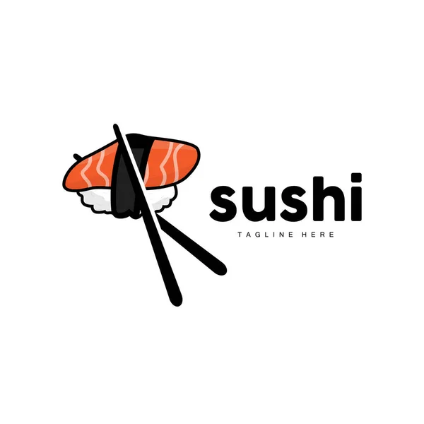 Sushi Logo Japans Fast Food Design Vector Icon Template Symbool — Stockvector