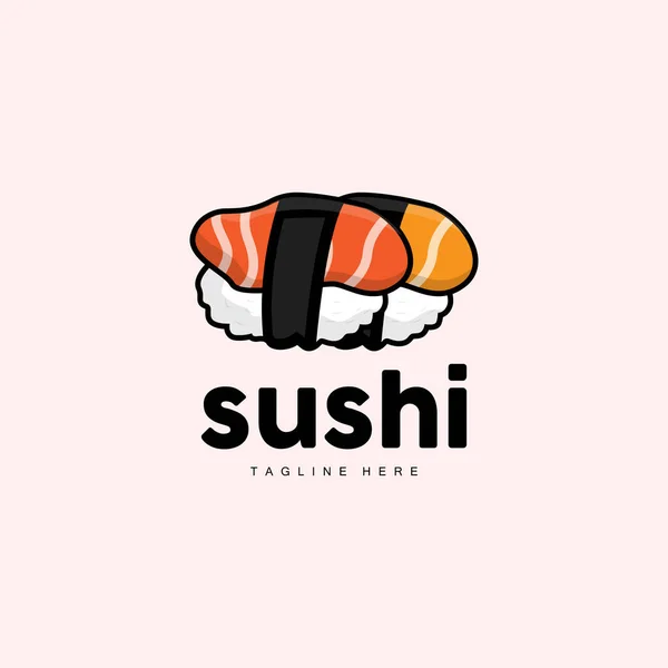 Sushi Logo Japanese Fast Food Design Vector Icon Template Symbol — Stock Vector
