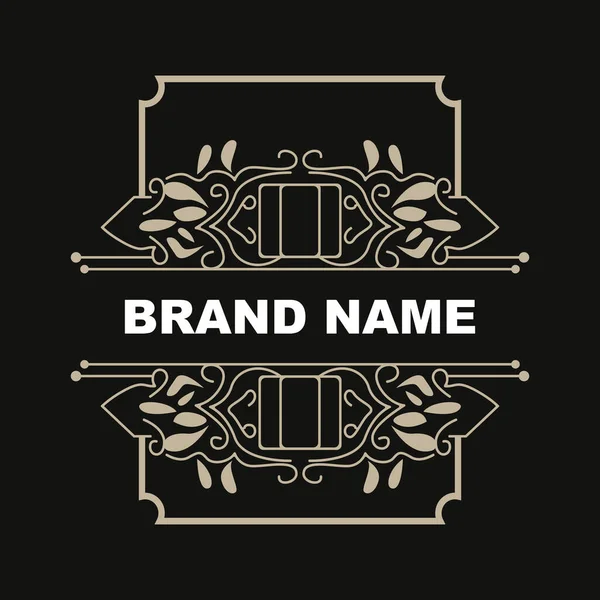 Elegante Minimalista Ornamento Logo Template Luxo Ornamento Decoração Casamento Negócios —  Vetores de Stock