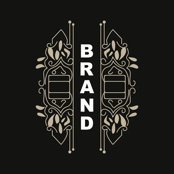 Elegante Minimalista Ornamento Logo Plantilla Adorno Lujo Decoración Boda Negocio — Vector de stock
