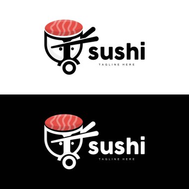 Suşi Logosu, Japon Fast Food Tasarımı, Vektör Simgesi Sembolü