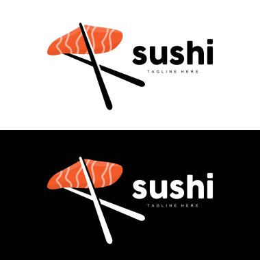 Suşi Logosu, Japon Fast Food Tasarımı, Vektör Simgesi Sembolü