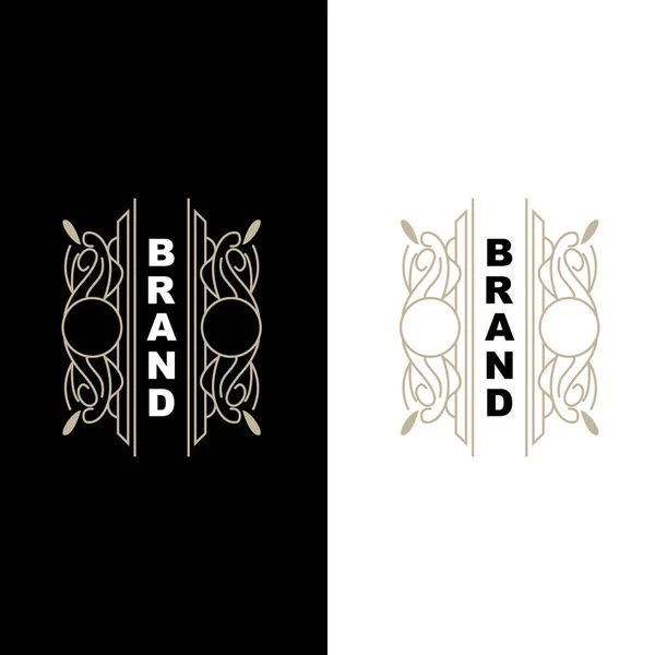 Elegante Minimalista Ornamento Logo Plantilla Adorno Lujo Decoración Boda Negocio — Archivo Imágenes Vectoriales