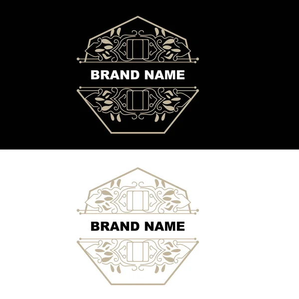 Elegante Minimalista Ornamento Logo Modello Ornamento Lusso Decorazione Nozze Business — Vettoriale Stock