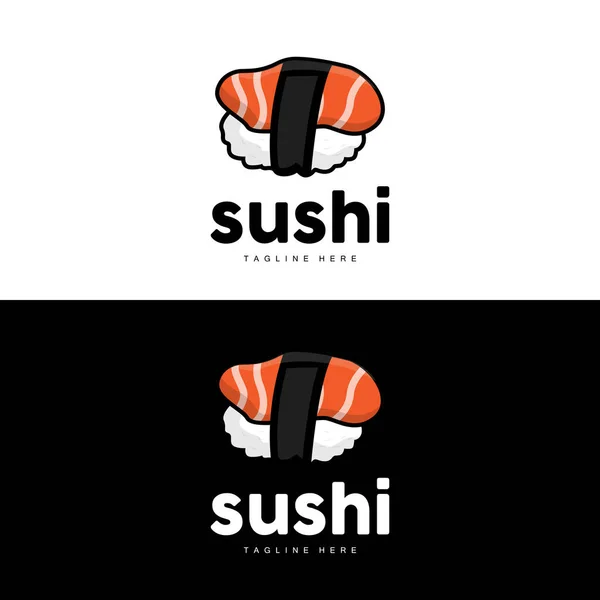 Logo Sushi Fast Food Design Giapponese Simbolo Modello Icona Vettoriale — Vettoriale Stock
