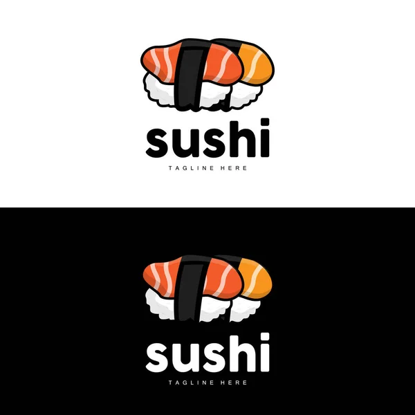Sushi Logo Japanese Fast Food Design Vector Icon Template Symbol — Stock Vector