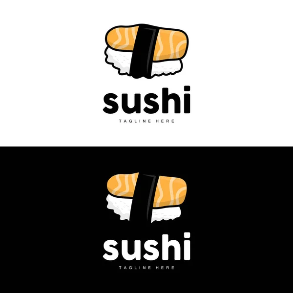 Sushi Logo Japanese Fast Food Design Vector Icon Template Symbol — 스톡 벡터