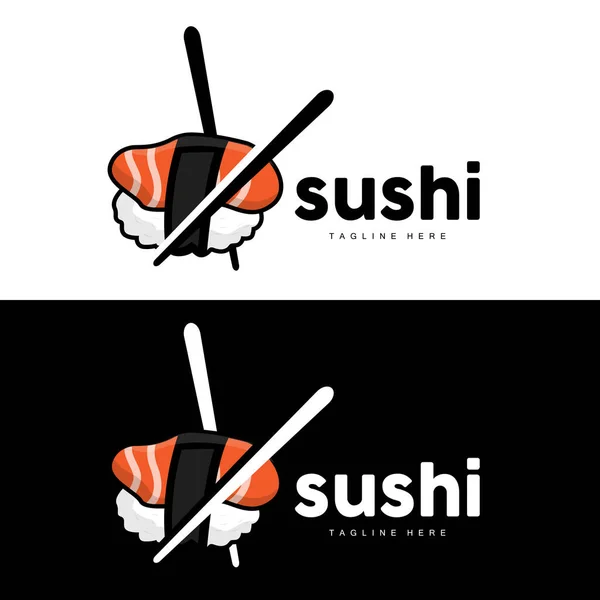 Sushi Logo Japanese Fast Food Design Vector Icon Template Symbol — стоковий вектор