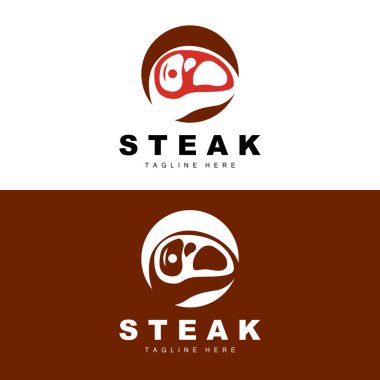Biftek Logosu, Et Biftek Vektörü, Izgara Mutfak Tasarımı, Biftek Restoranı Marka Şablonu Simgesi