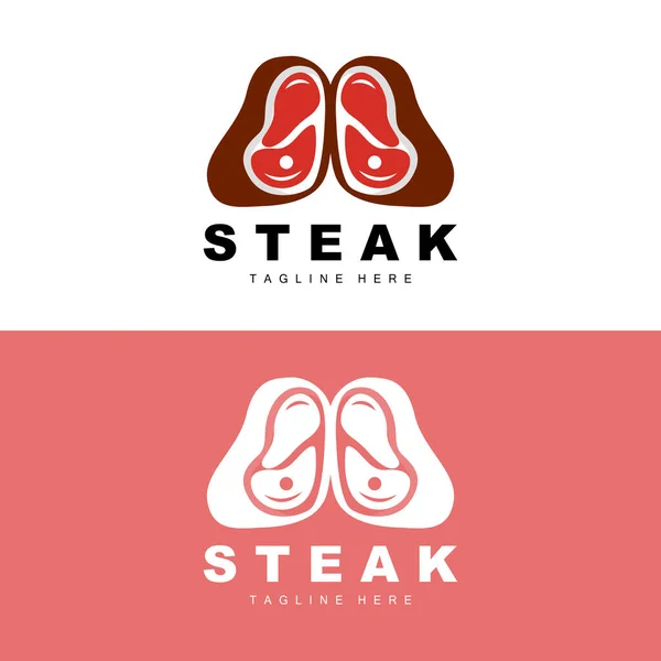 Rindfleisch Logo Fleisch Steak Vector Grill Cuisine Design Steak Restaurant — Stockvektor