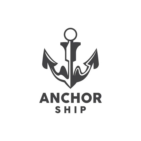 Anker Logo Implementiertes Elegantes Design Schiffsvektor Icon Symbol Illustration — Stockvektor
