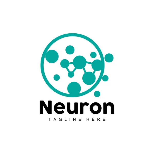 Neuron Logo Design Vector Nerve Cell Illustration Molecular Dna Health — Vettoriale Stock