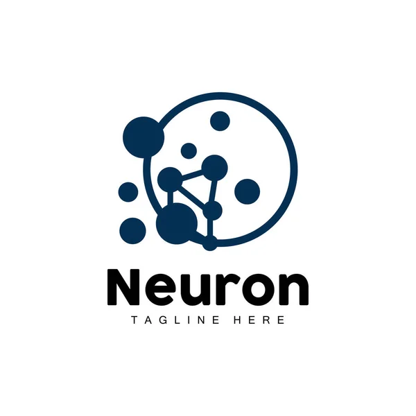 Neuron Logo Design Vector Nerve Cell Illustration Molecular Dna Health — Stock Vector