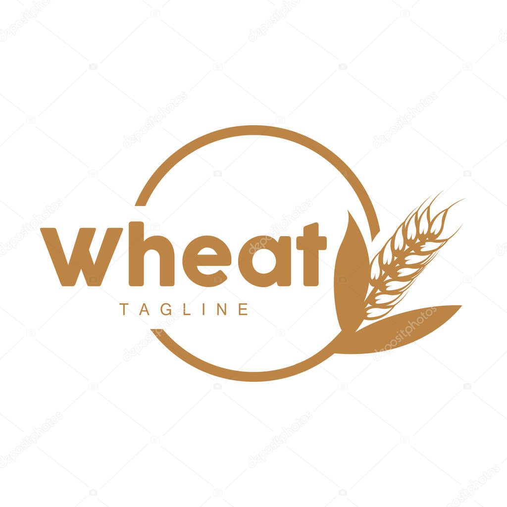Rice Logo, Farm Wheat Logo Design, Vector Wheat Rice Icon Template Illustration