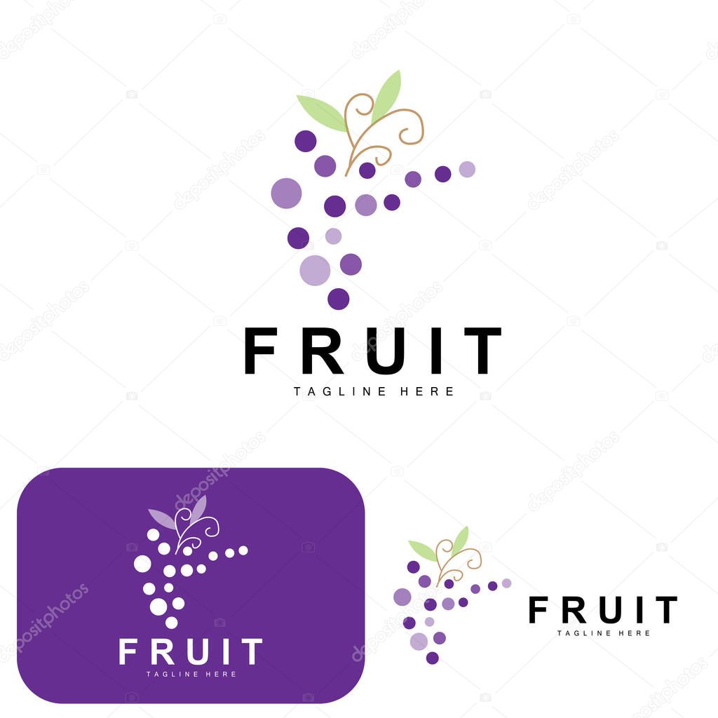 Grape Logo, Farm Fruit Vector, Fresh Purple Fruit Design, Grape Product Icon, Fruit Shop