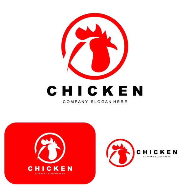 Chicken Logo Farm Animal Vector Design Für Hühnerfarm Fried Chicken — Stockvektor