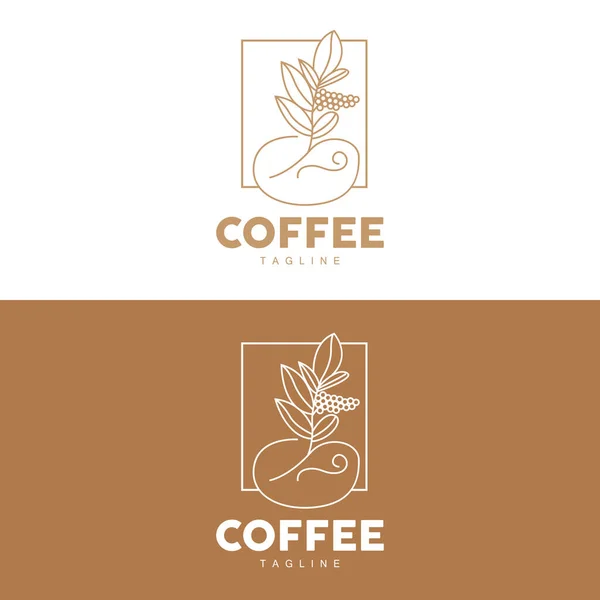 Kahve Logosu Kahve Ağacı Tasarımı Kafe Çecek Vektörü Simge Çizim — Stok Vektör