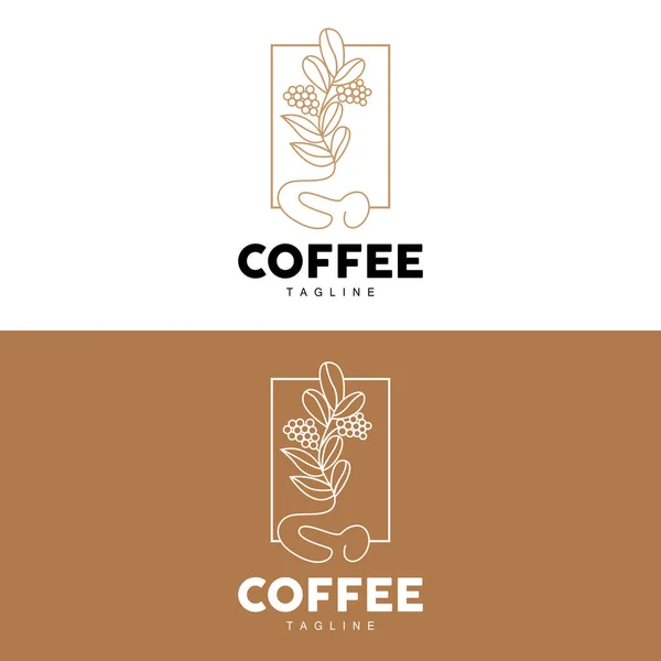 Kaffee Logo Coffee Tree Design Cafe Drink Vektor Symbolmarke Illustration — Stockvektor