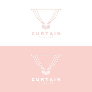 Home And Exhibition Curtain Logo Design, Building Decoration Vector Illustration