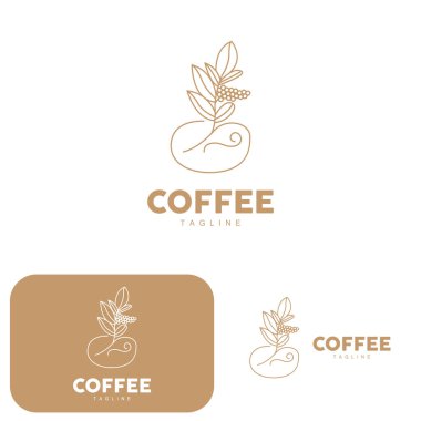 Kahve Logosu, Kahve Ağacı Tasarımı, Kafe İçecek Vektörü, Simge Çizim Sembolü