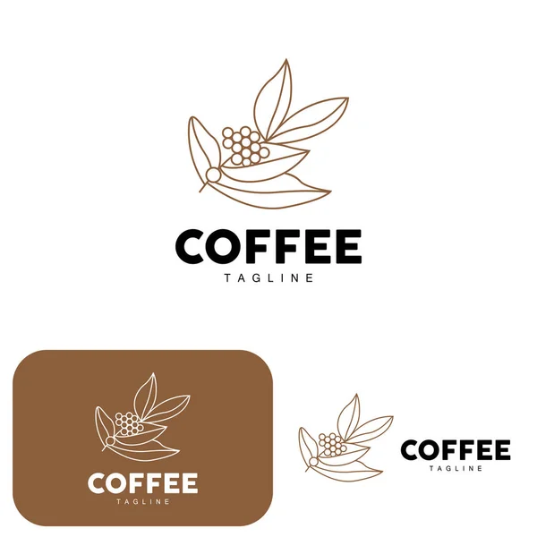 Logo Kawy Projekt Drzewa Kawowego Kawiarnia Drink Vector Symbol Ilustracji — Wektor stockowy
