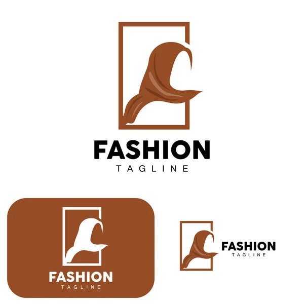 Hijab Logo Islamic Women Fashion Simple Design Muslim Clothing Vector — 图库矢量图片