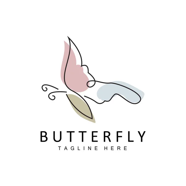 Butterfly Logo Animal Design Beautiful Wings Decoratieve Dieren Product Merken — Stockvector